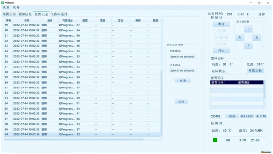 對所選區域（yù）進行監控的報警記錄